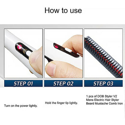 Rechargeable Hair Curler Beard Shawl Comb Multi functional Hair Straightener