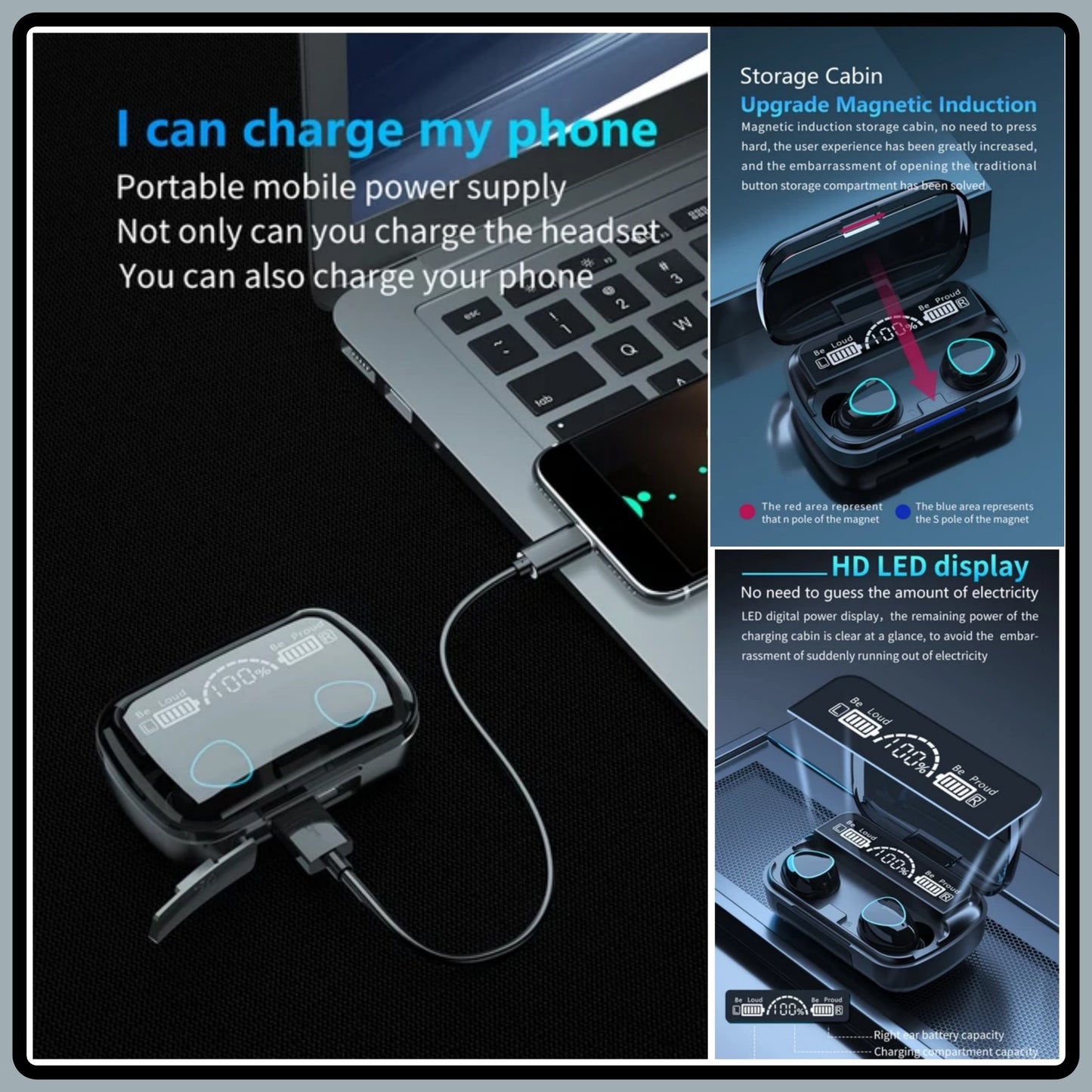 M10 Wireless Bluetooth Earbuds | Mini Power Bank
